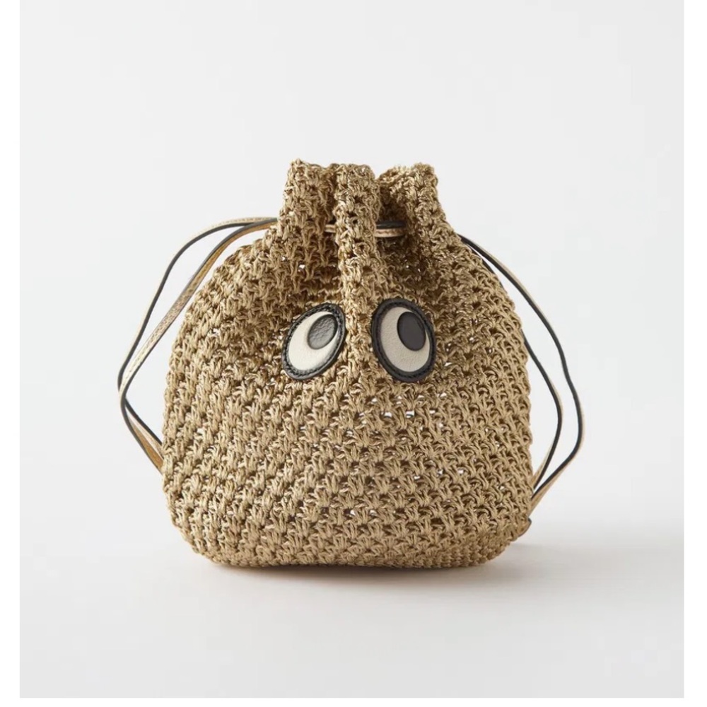 Anya Hindmarch Drawstring pouch eyes in Gold Lurex